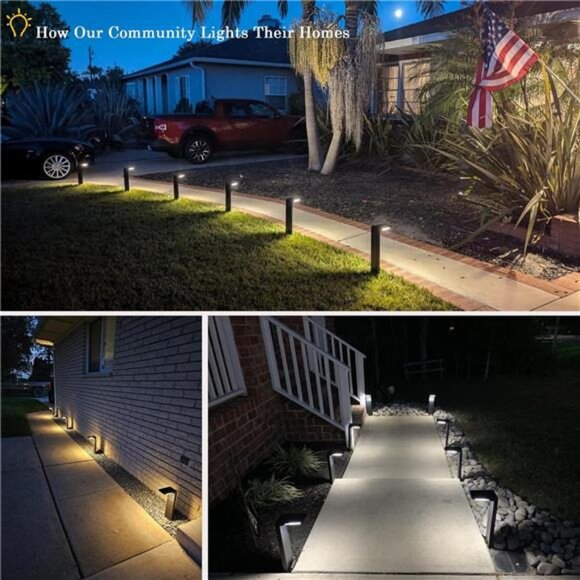 Solar Pathway Lights 8 Pack with Warm White and Cool White Mode, Modern Solar - Picture 3 of 8